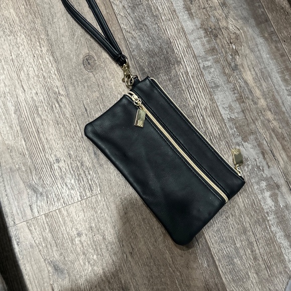 NWOT Black Pebble Leather Accessory Bag Wristlet - Picture 2 of 2